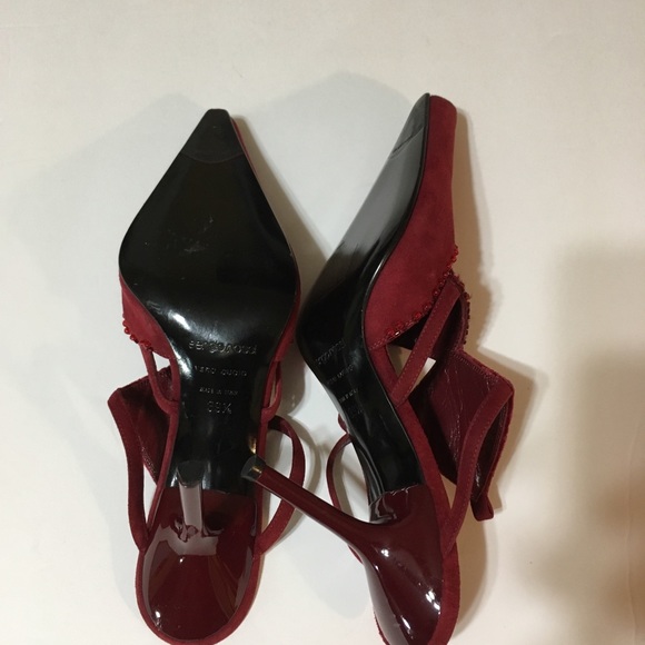 New Sergio Rossi Wine Suede/Velvet S 39 1/2 Mules - Picture 4 of 8